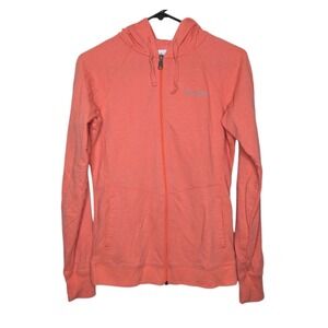 Columbia Womens Coral Pink Slub Knit Full Zip Raglan Hoodie Sweatshirt Small